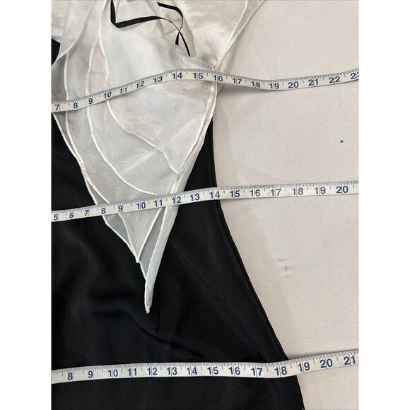 NEW $298 IEENA Mac Duggal [ 4 ] Dramatic Ruffle Cocktail Mini Dress Black‎ White - Picture 6 of 14